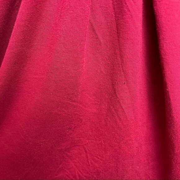 Express Solid Red 3/4 Quarter Sleeve V Neck Tie Up Back Soft Peplum Blouse L - Picture 8 of 10